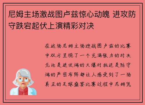 尼姆主场激战图卢兹惊心动魄 进攻防守跌宕起伏上演精彩对决